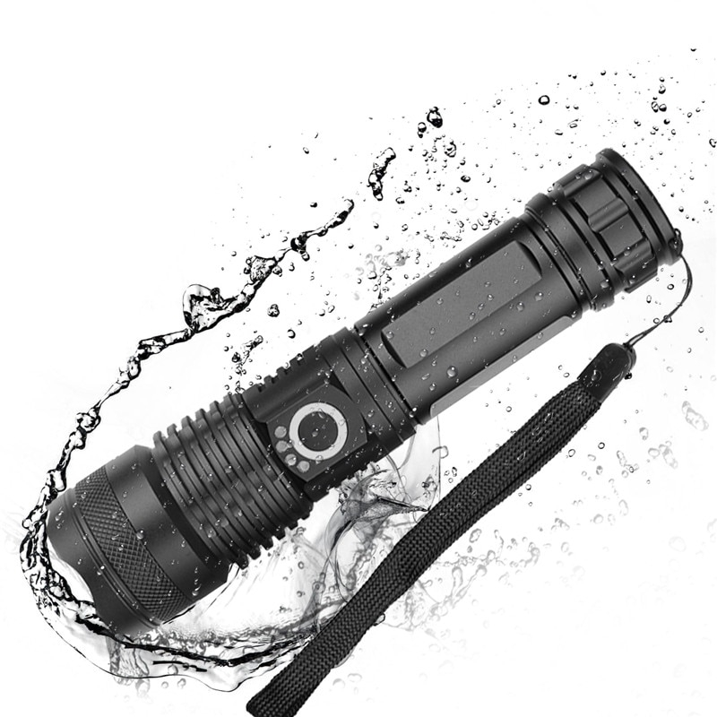 Powerful Black LED Flashlight with Zoom