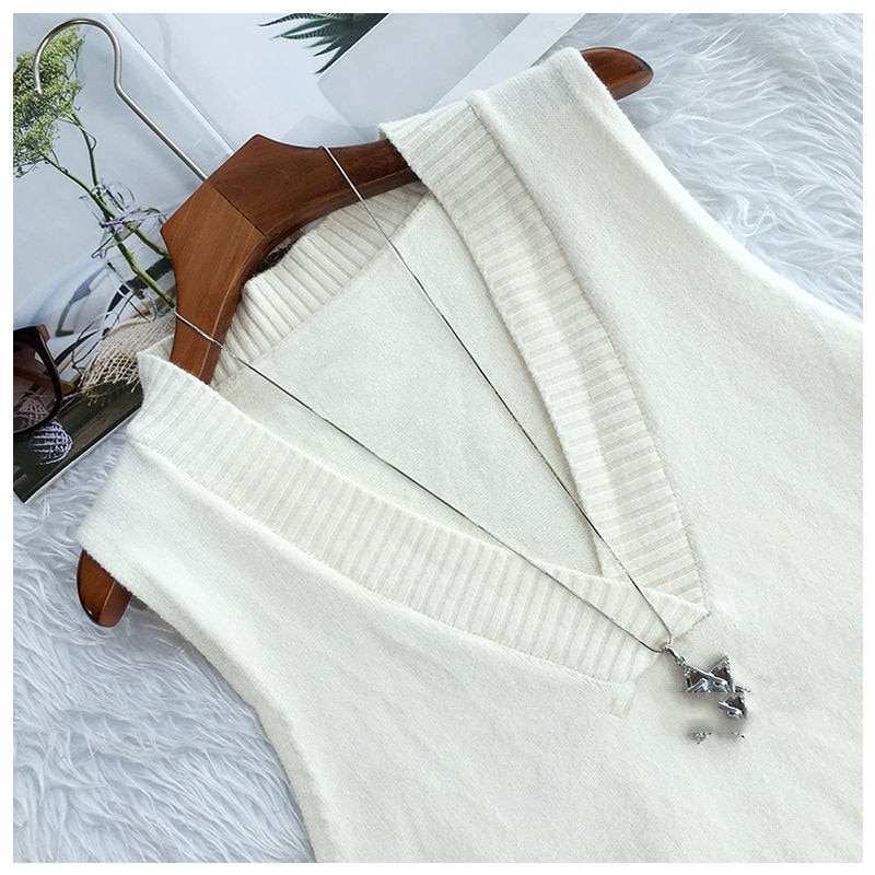 Women's V-Neck Knitted Vest