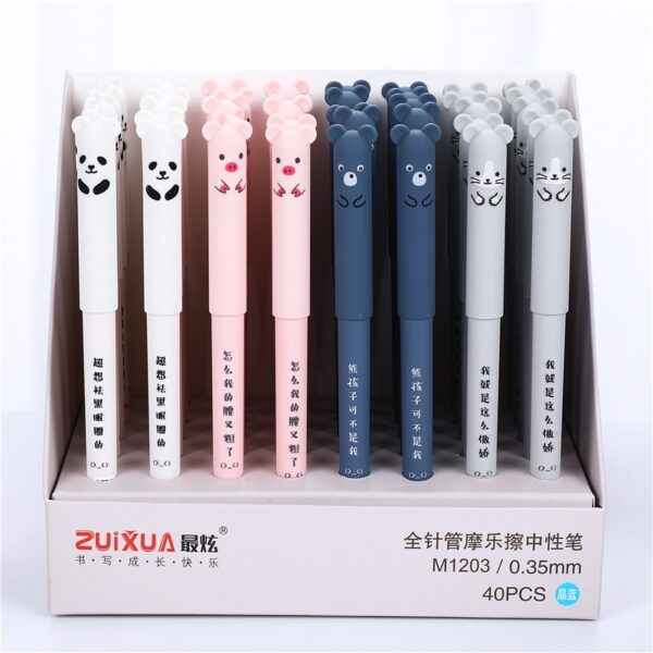 4 Pcs Kawaii Pens with Animals - 4 pcs pen, Black