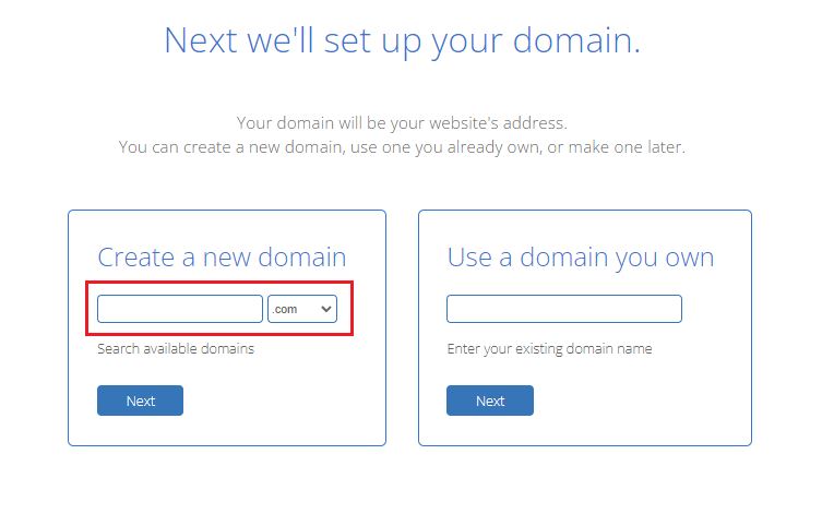 create a new domain with bluehost