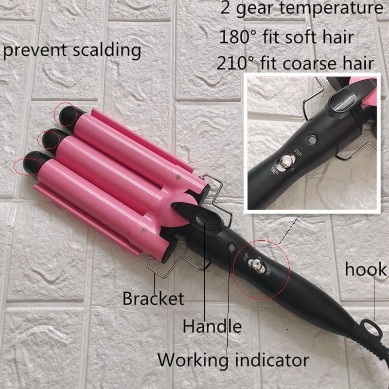 Professional Ceramic Triple Barrel Hair Curler